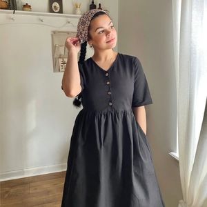 little cottonwood black midi dress